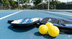Best pickleball sets for beginners on a blue court.