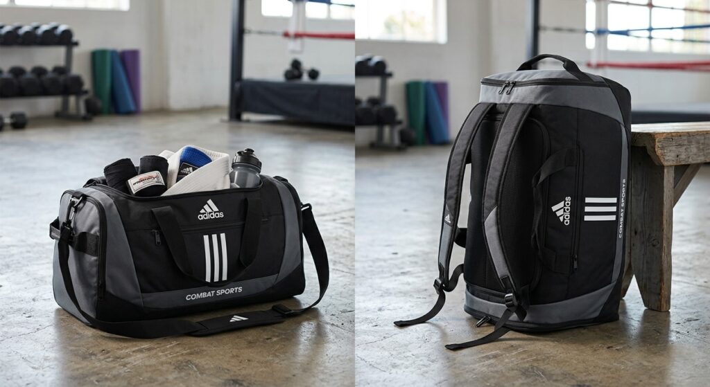 Versatile adidas combat sports equipment bag for gym use.