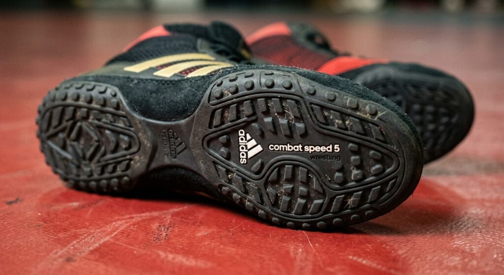 Traction detail of adidas combat sports wrestling shoes.