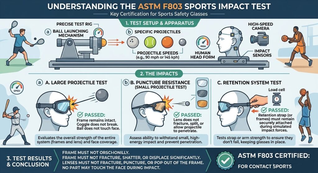 An infographic showing the ASTM F803 impact test.
