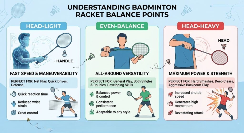 How to choose a badminton racket based on balance and weight.