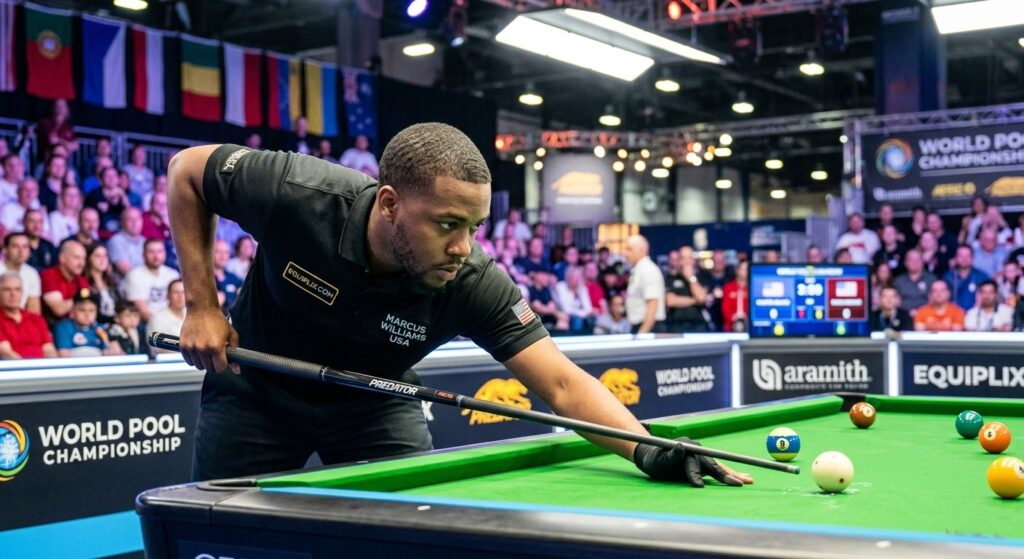 player using best billiard stick for accuracy in tournament