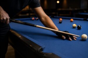 player using best billiard stick for accuracy in tournament