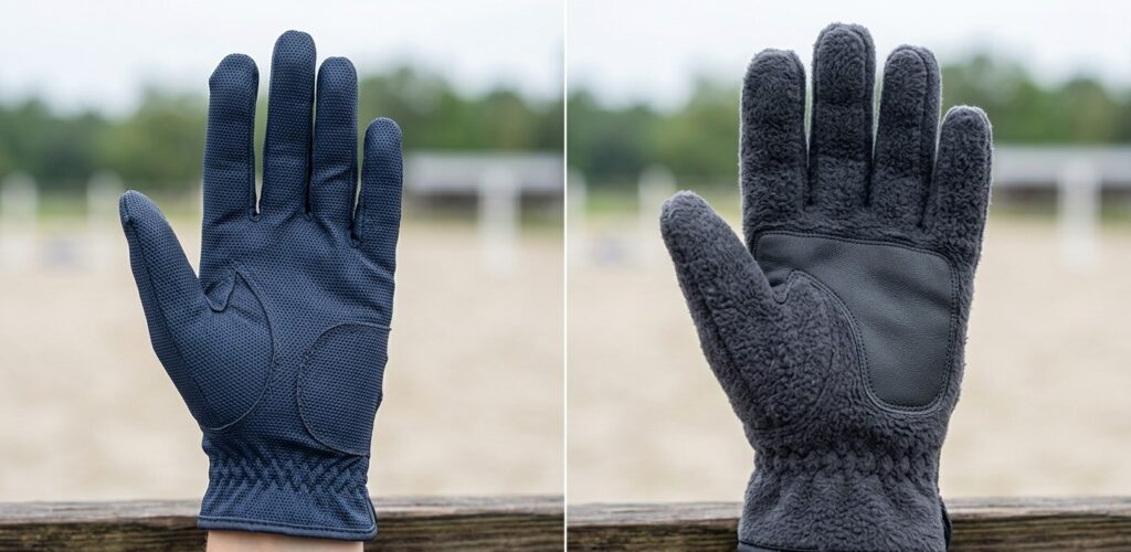 Comparison of best winter horse riding gloves and summer mesh versions.