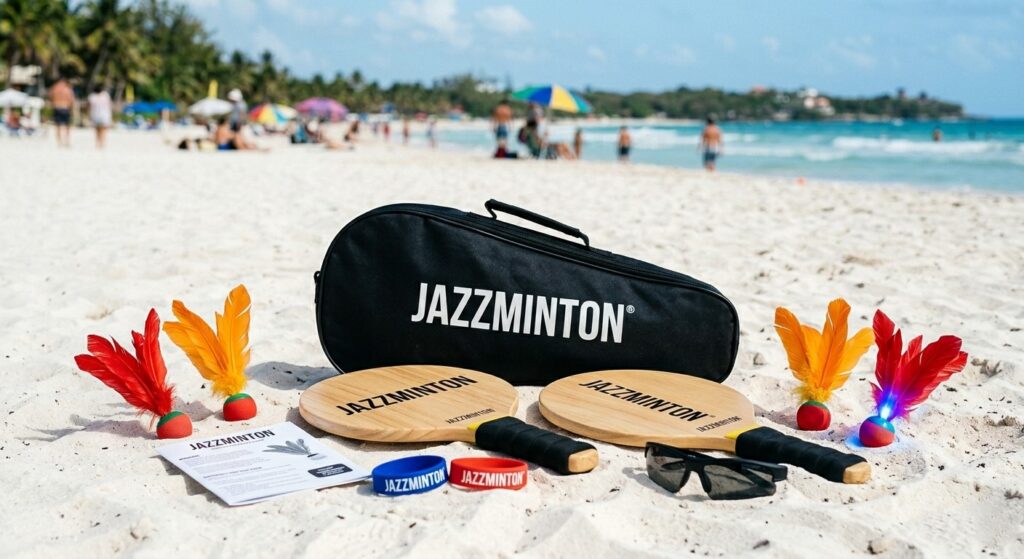 Contents of a premium Funsparks jazzminton set.