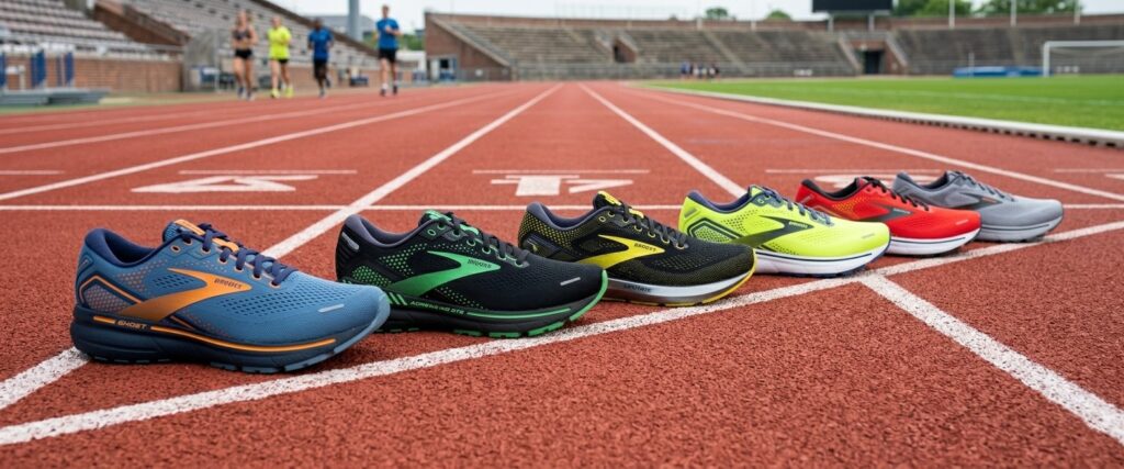 Best neutral running shoes for men and women on a running track.