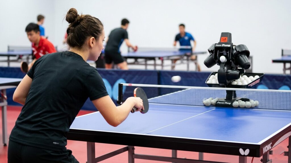 Best table tennis robot in action for pro practice.