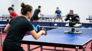 Best table tennis robot in action for pro practice.
