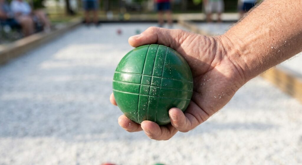 Professional bocce ball set grip and texture.