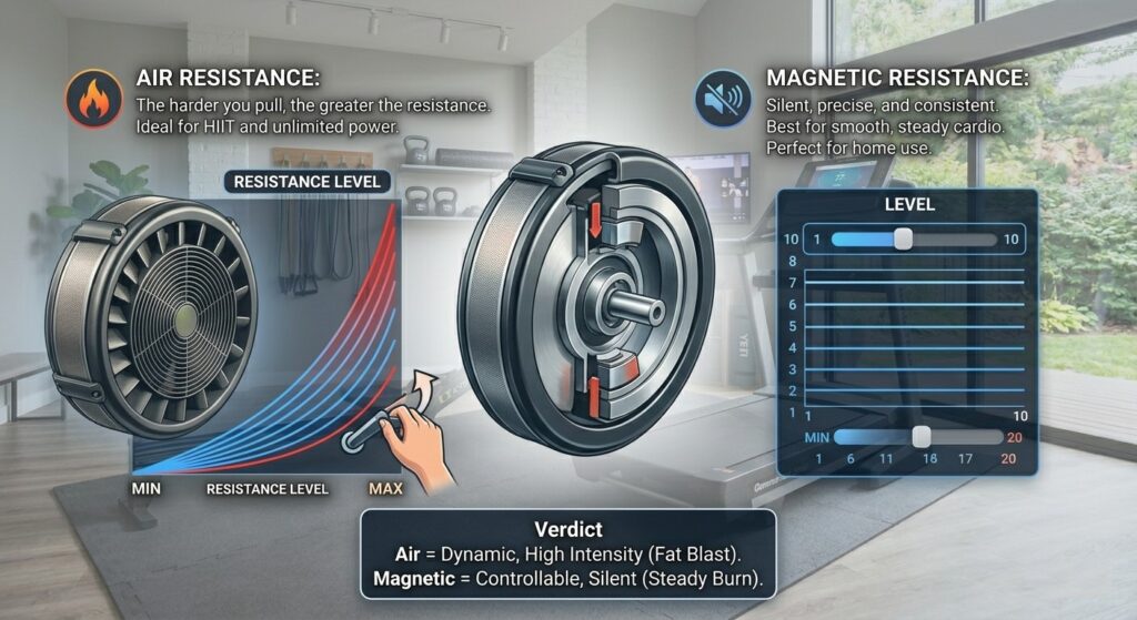 Comparison of top fitness machine brands and resistance types.
