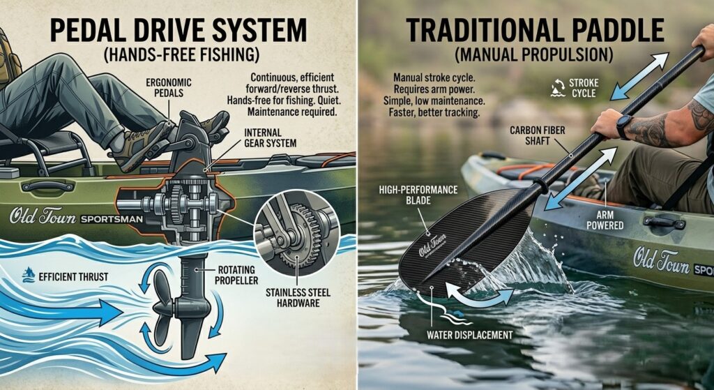Comparing the best fishing kayak propulsion systems.