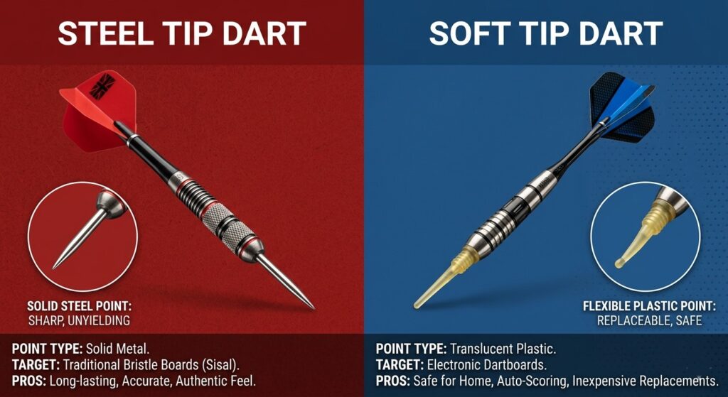 Difference between best soft tip darts and steel tip darts.