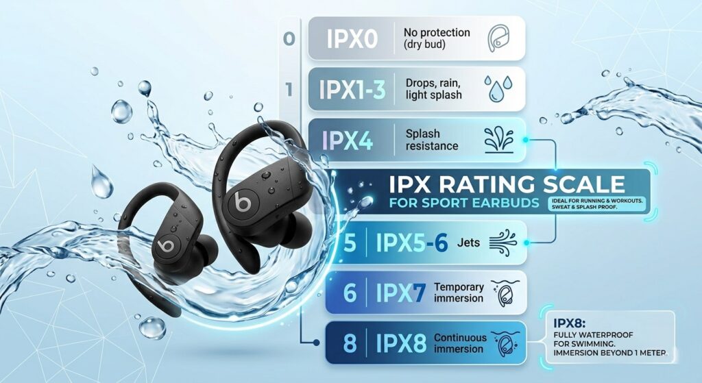 Water resistance ratings for best sport earbud headphones.